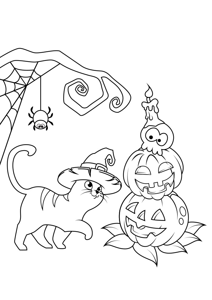 26 Desenhos de Halloween fofos para imprimir e colorir